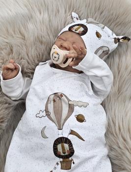 Preview: Handmade Strampler & Mütze gr.50 Löwe Heißluftballon