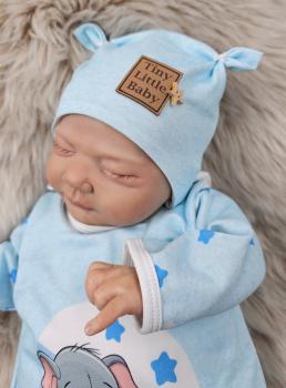 Handmade  4 tlg. Outfit gr.56 Jacke , Strampler, Pulli & Mütze Boy Sterne