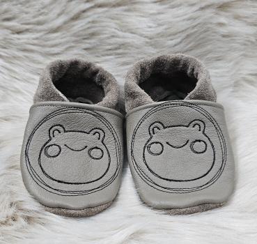 Handmade Lederpuschen gr.19 mit Fröschen