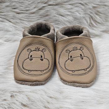 Handmade Lederpuschen gr.21 mit Nilpferden