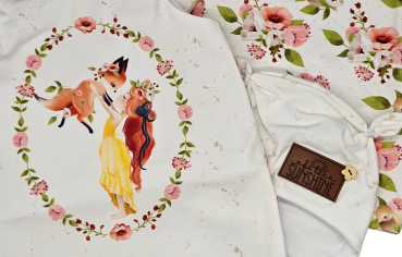 Handmade Strampler, Pulli und Mütze gr.56 Fuchs Blumen