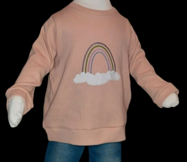 Handmade Pulli gr.92/98  Regenbogen Stickbild