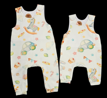 Handmade Strampler mit Esel Auto gr. 50 & 68