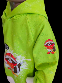 Preview: Handmade Hoody gr.98  Charly Feuerwehrmann Fuchsfamilie