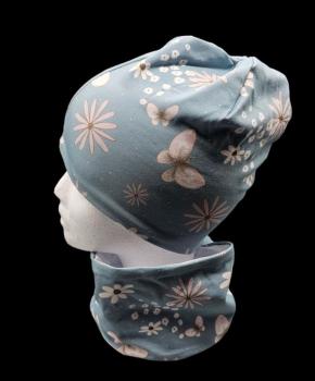 Handmade Beanie & Loop Blumen Schmetterling