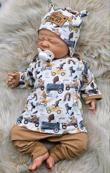 Handmade Hose, Pulli und Mütze gr.56 Tiere Fahrzeuge