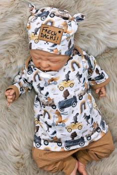 Preview: Handmade Hose, Pulli und Mütze gr.56 Tiere Fahrzeuge