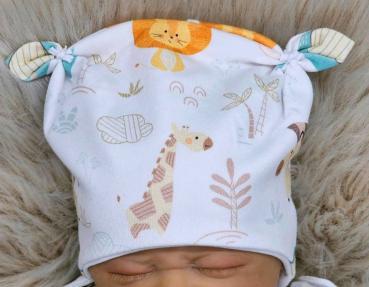 Preview: Handmade Strampler mit Mütze gr.56 Löwe Giraffe Zebra