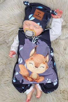 Handmade Strampler mit Mütze gr.56 Eichhörnchen wundervoll