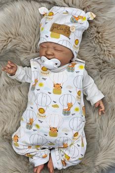 Handmade Strampler mit Mütze gr.56 Tiere Heißluftballon