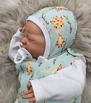 Preview: Handmade Strampler mit Babyhaube gr.56 Giraffe