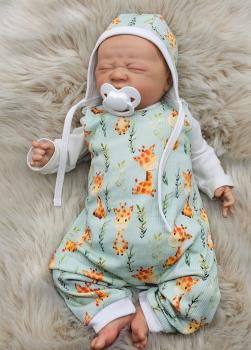 Preview: Handmade Strampler mit Babyhaube gr.56 Giraffe