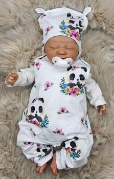 Preview: Handmade Strampler und Mütze gr 56 niedlicher Panda