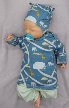 Preview: Handmade Pulli, Hose und Mütze gr.56 Tiere