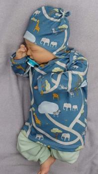 Handmade Pulli, Hose und Mütze gr.56 Tiere