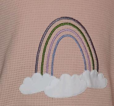 Preview: Handmade Pulli gr.92/98  Regenbogen Stickbild