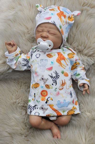 Handmade Strampler Pulli Mütze gr.56 Arche Tiere Taufe