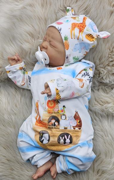 Handmade Strampler Pulli Mütze gr.56 Arche Tiere Taufe