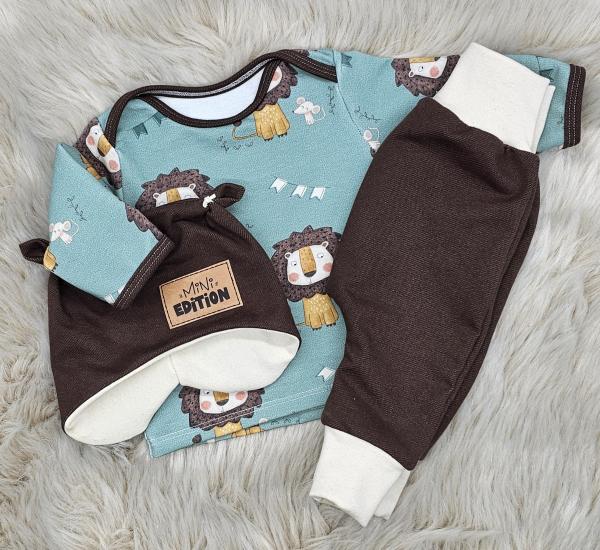 Handmade Pulli Hose und Mütze gr 56 Löwe