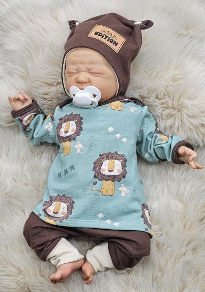 Handmade Pulli Hose und Mütze gr 56 Löwe