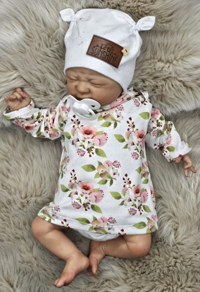 Handmade Strampler, Pulli und Mütze gr.56 Fuchs Blumen