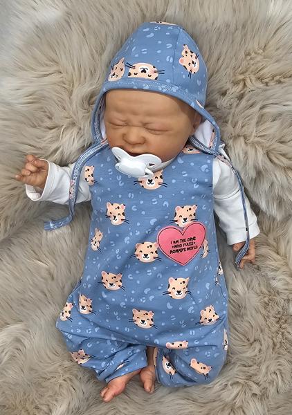 Handmade Strampler mit Babyhaube gr.56