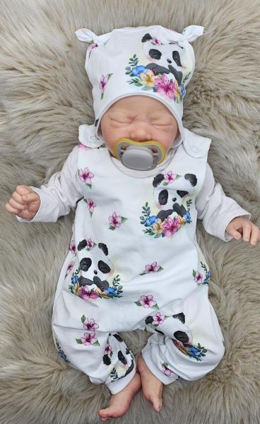 Handmade Strampler und Mütze gr 56 niedlicher Panda