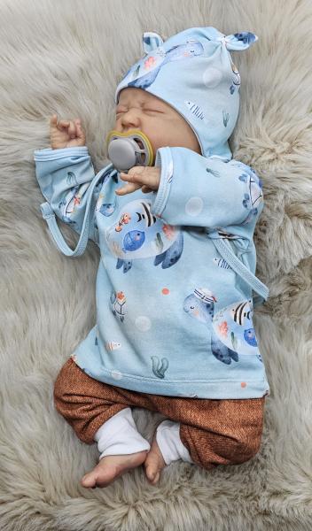 Handmade Pulli, Hose und Mütze gr 56 Schildkröte Fische