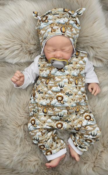 Handmade Strampler mit Mütze gr.62 Tiere