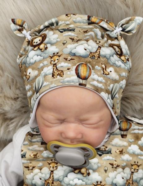 Handmade Strampler mit Mütze gr.62 Tiere