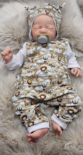 Handmade Strampler mit Mütze gr.62 Tiere