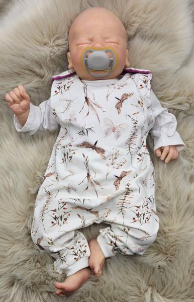 Handmade Strampler gr. 62 Blumen Schmetterling