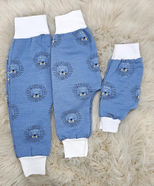 Handmade Hose blau mit Löwen gr.50, 68 & 80