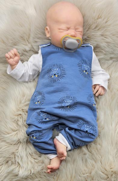 Handmade Strampler gr. 62 blau Löwen