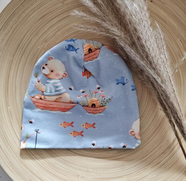 Handmade Mütze Bär Fische