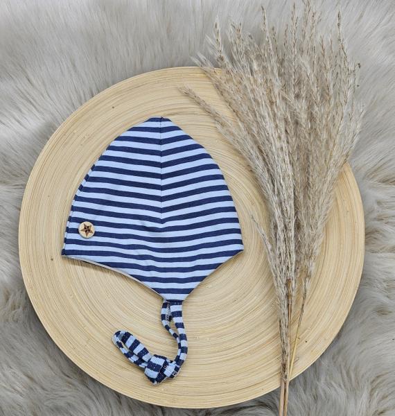 Handmade dunkelblau hellblau gestreift Kopfumfang 34/35 bis 48/49