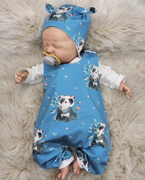 Handmade Strampler gr. 56  Mütze Pandabär