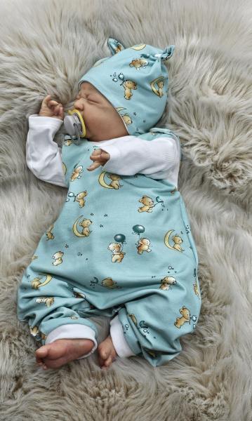 Handmade Strampler mit Mütze gr.56 Bär Seifenblasen