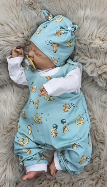 Handmade Strampler mit Mütze gr.56 Bär Seifenblasen