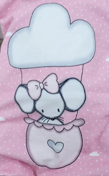 Handmade Strampler & Mütze gr.56 Maus im Heißluftballon