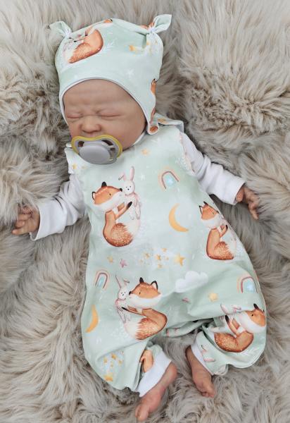 Handmade Strampler & Mütze gr. 50 Fuchs Hase