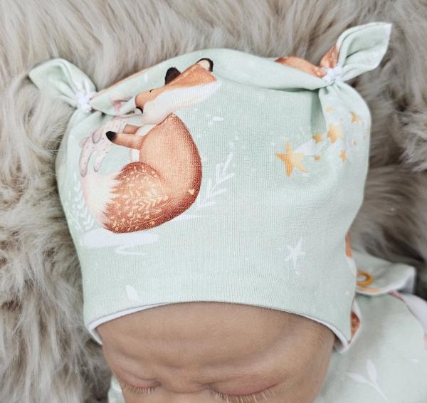 Handmade Strampler & Mütze gr. 50 Fuchs Hase