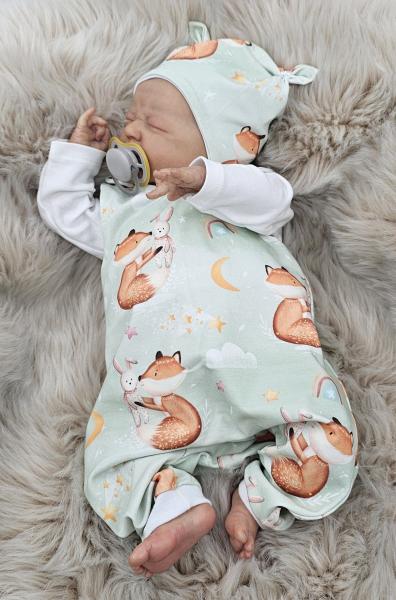 Handmade Strampler & Mütze gr. 50 Fuchs Hase