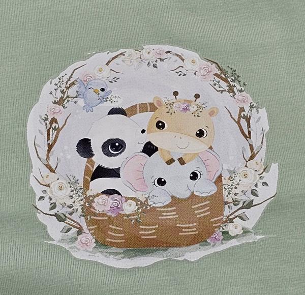 Handmade Strampler gr. 50 mit niedlichen Tieren