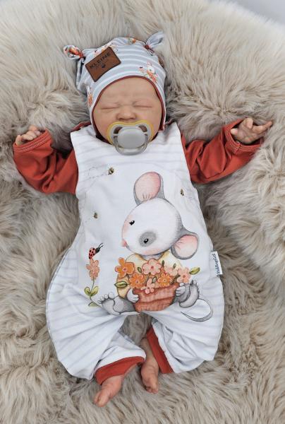 Handmade 3 tlg. Set gr.56 Strampler Pulli Mütze Maus