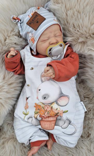 Handmade 3 tlg. Set gr.56 Strampler Pulli Mütze Maus