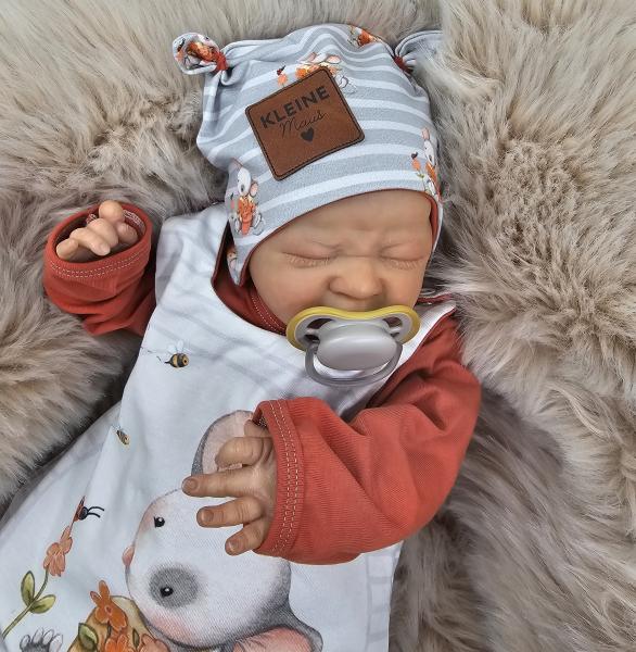 Handmade 3 tlg. Set gr.56 Strampler Pulli Mütze Maus