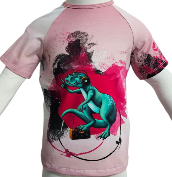 Handmade T-shirt gr.122 Dino Kopfhörer
