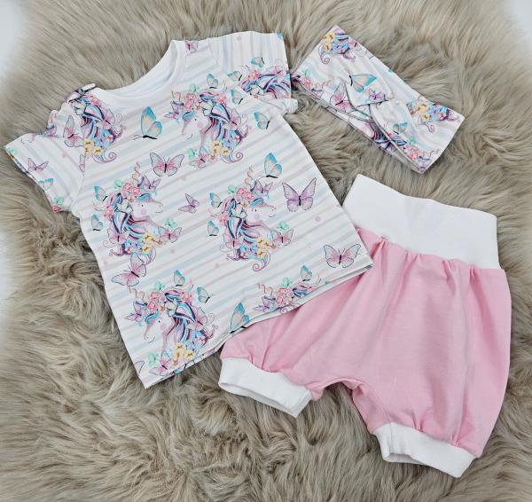 Handmade 3 tlg. Sommerset gr.80 Einhörner Schmetterling