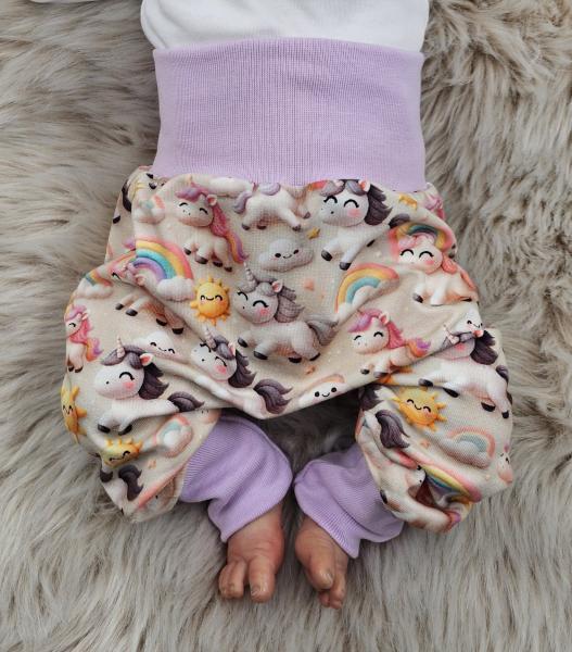 Handmade Pumphose Mitwachshose gr.56 bis gr.92 Einhörner